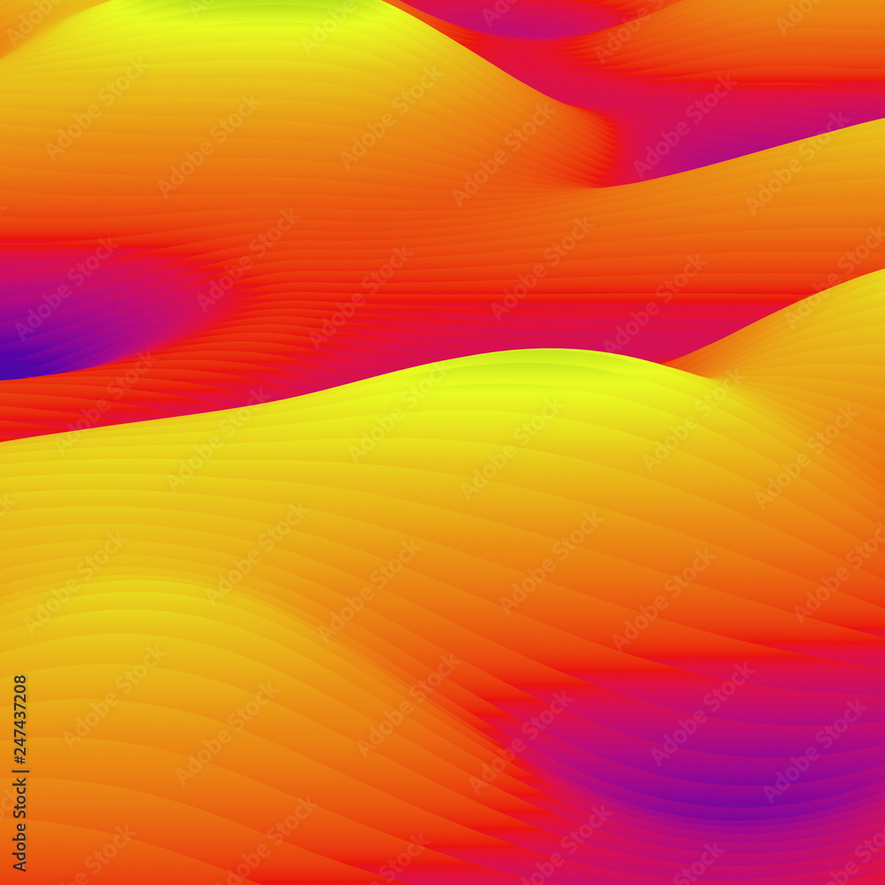 Abstract colorful wavy background in bright rainbow colors.
