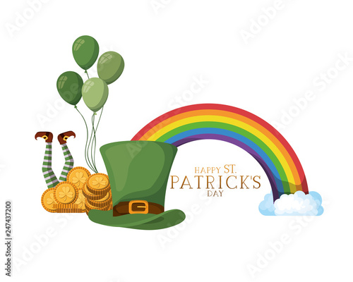 leprechaun hat with coins isolated icon