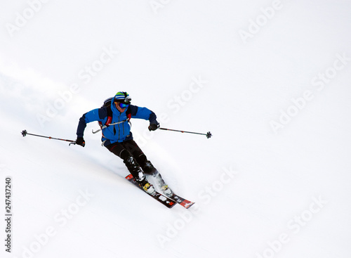Ski touring in cold winter conditions