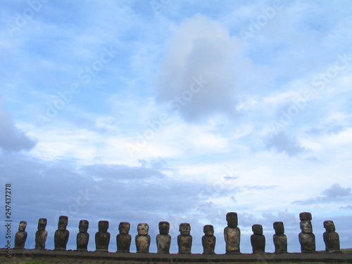 Moais of Eastern Island. RApa Nui. Isla de Pascua. Chile