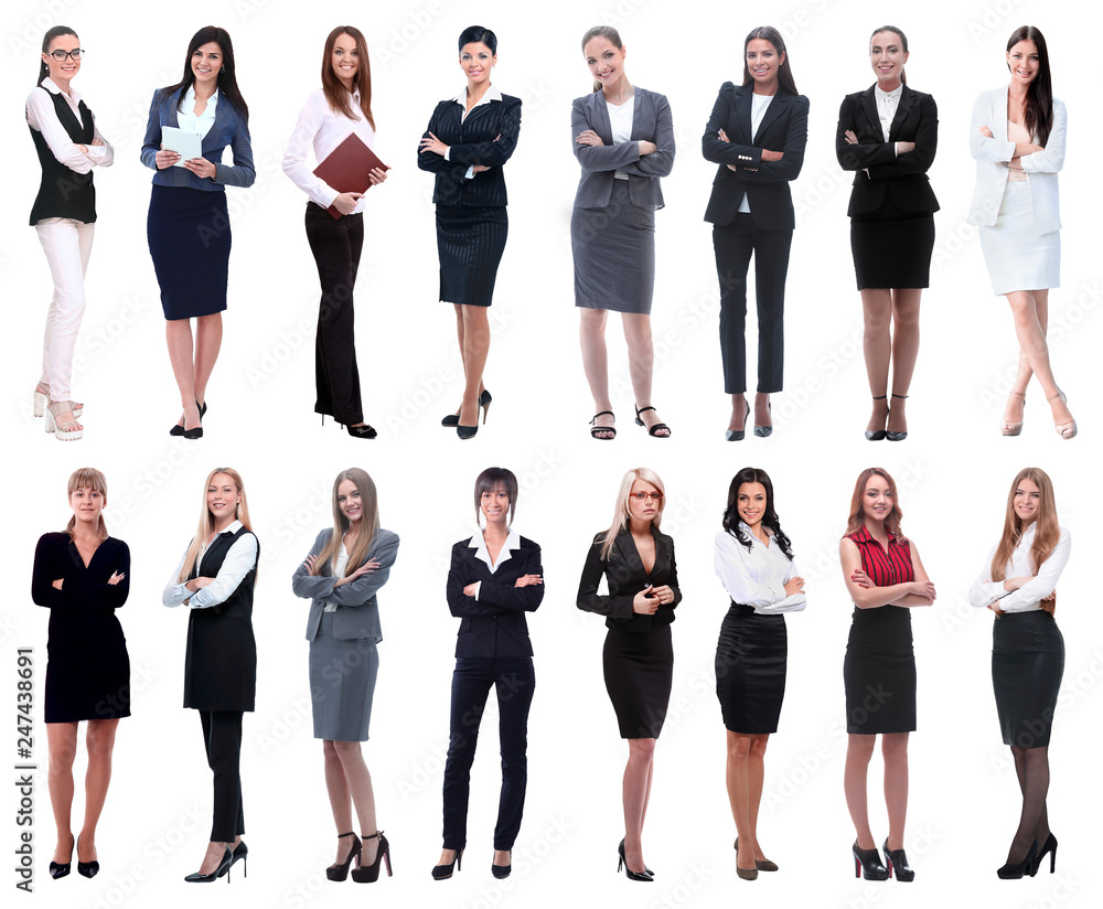Obraz premium in full growth.collage of a group of successful young business women.