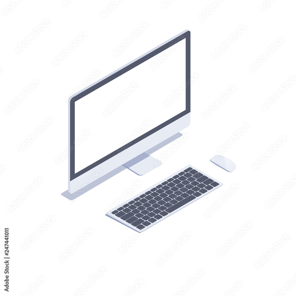 Isometric computer. Vector 3d isometric desktop computer Isometric computer. Vector 3d isometric desktop computer