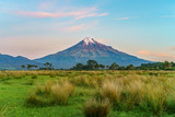sunset at cone volcano mount taranaki, new zealand 8