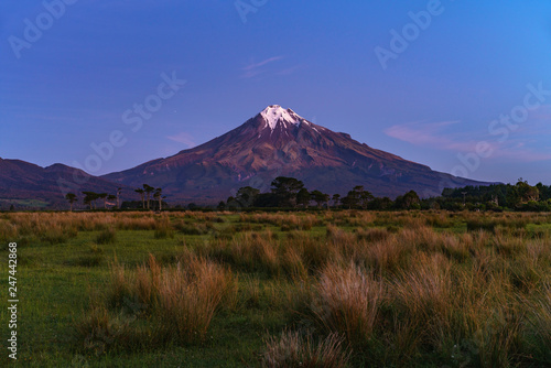 blue hour at cone volcano mount taranaki  new zealand 6