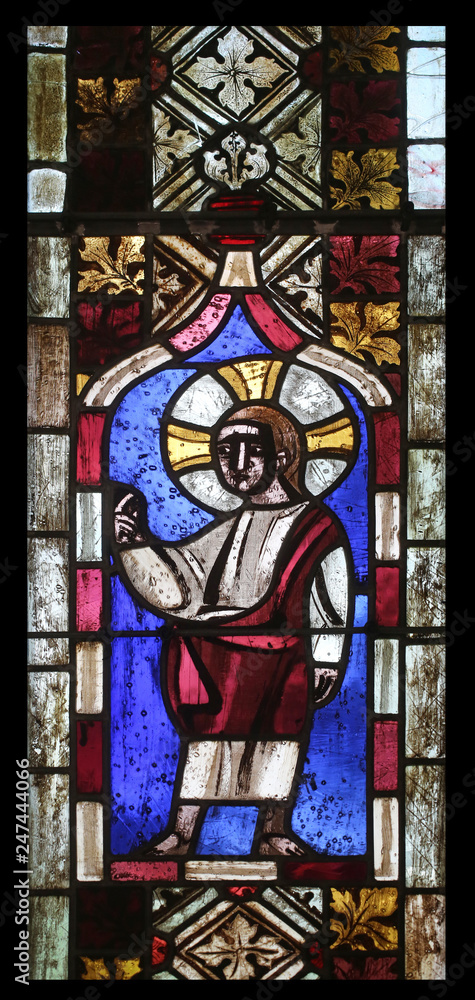 Jesus Christ, stained glass window in the church of Saint James in Ihlingen, Germany 