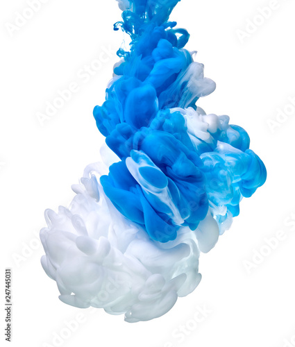 paint in water color liquid blue white