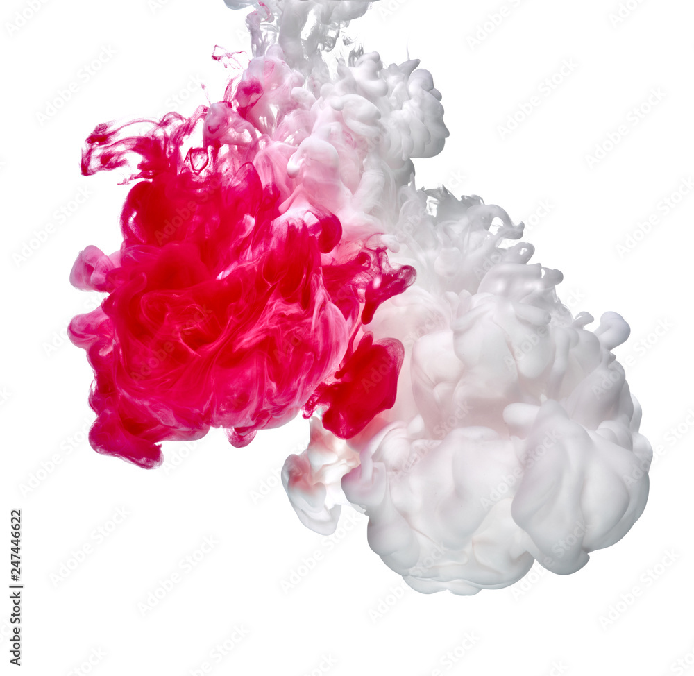 Fototapeta premium paint in water color liquid red white