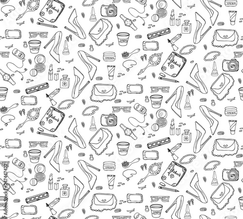 Seamless pattern. The picture is made in black and white. 