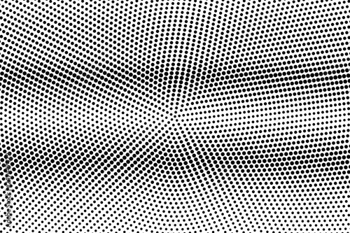Centered dotted halftone with horizontal gradient. Black and white vector texture. Vintage effect graphic decor