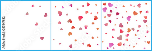 Red and pink hearts confetti celebrations. Simple festive modern design. Holiday vector set