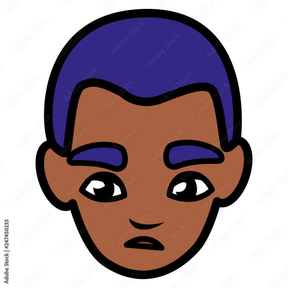 young man black head avatar character