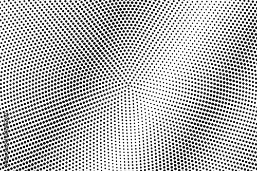 Centered dotted halftone with contrast gradient. Black and white vector texture. Vintage effect graphic decor