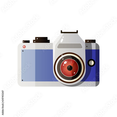 Digital Photo Camera with Lens Vector Illustration