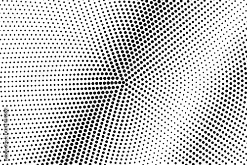Centered dotted halftone with sparse gradient. Black and white vector texture. Vintage effect graphic decor
