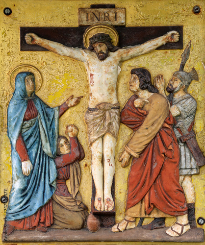 Jesus dies on the cross, 12th Stations of the Cross in Hohenberg, Germany 