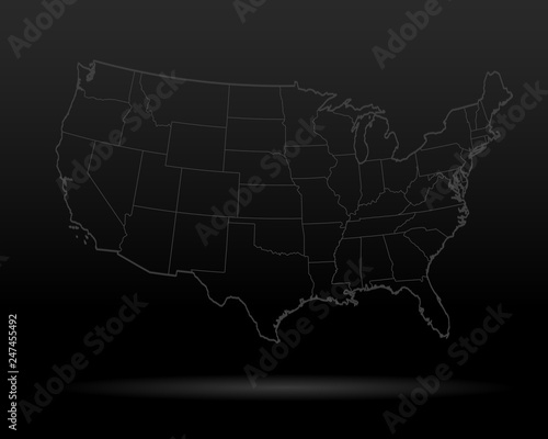 USA map black outline background