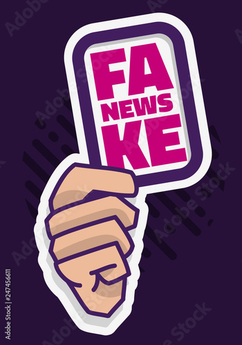 Fake News A Hand Hold A Card  Vector Media