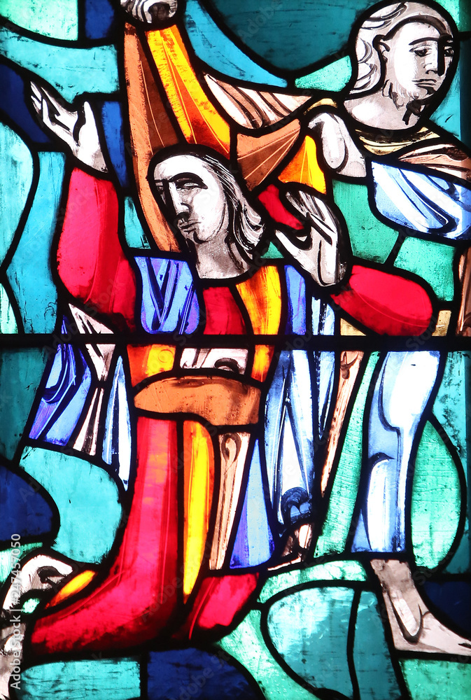 Rachel, stained glass window in Basilica of St. Vitus in Ellwangen, Germany 