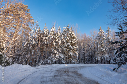 snow covered rural country road 