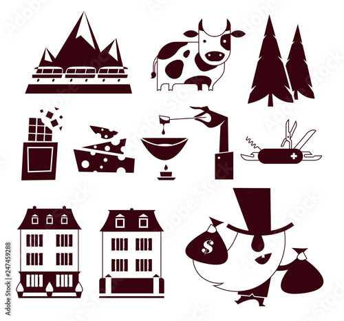 switzerland a vector flat modern icon set