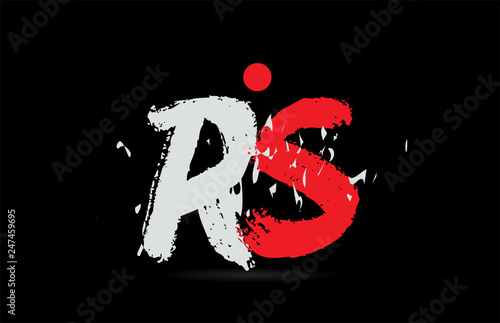 alphabet letter combination RS R S with grunge texture on black background logo