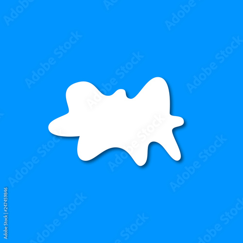 White blot on a blue background with a shadow.