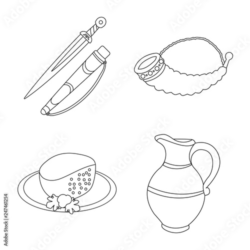 Vector illustration of traditions and national icon. Set of traditions and sightseeing stock symbol for web.