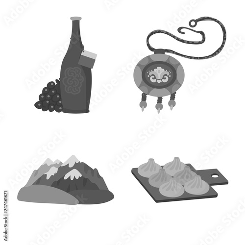 Vector illustration of attributes and tourism logo. Set of attributes and national stock vector illustration.
