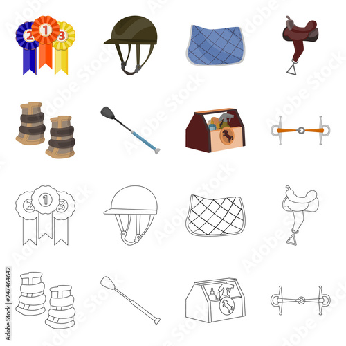 Vector design of equipment and riding sign. Set of equipment and competition vector icon for stock.