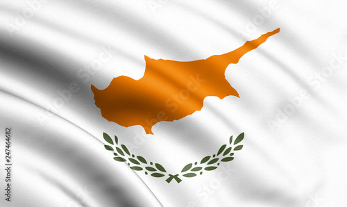 Cyprus flag blowing in the wind. Background texture. 3d rendering, wave. - Illustration