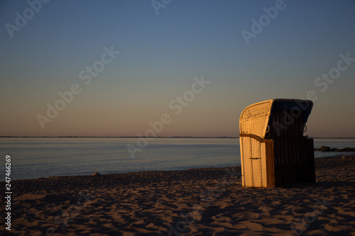 Wicker chairs on North Sea, German beach