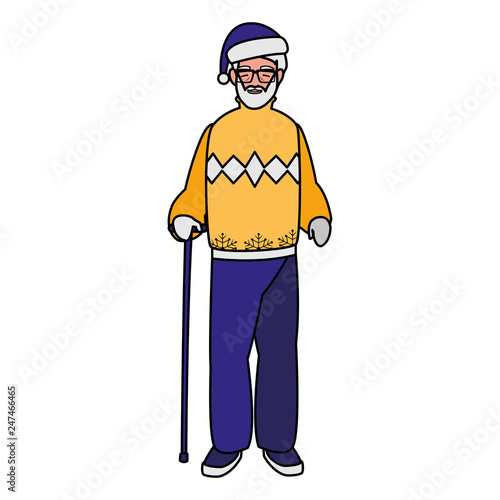 cute grandfather with winter clothes