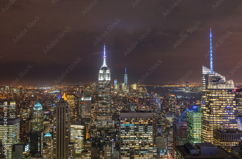 Beautiful skyline of Midtown Manhattan from Top of the Rock  - New York, USA