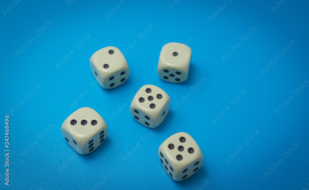 game dice abstract on a blue background game dice abstract on a blue background