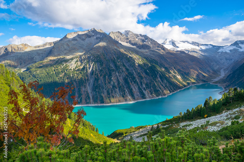 Beautiful view of Schlegeisspeicher Lake from Olpererhutte - Zillertal, Tyrol - Austria