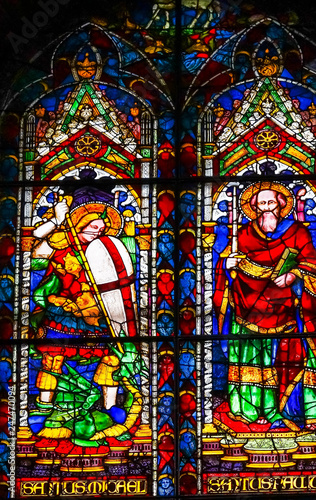 Saints Michael Paul Stained Glass Duomo Cathedral Florence Italy
