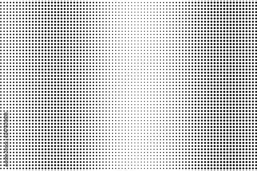 Black and white halftone vector. Vertical dotted gradient. Regular dotwork texture. Retro overlay