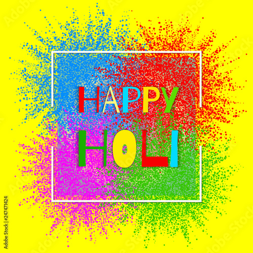 Colourful explosion for Happy Holi. Illustration of abstract colorful Happy Holi background. Indian Festival of Colours Happy Holi.