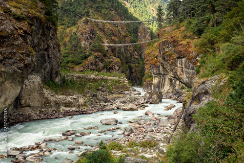 Принти на полотні Hillary bridge - the way to Namche Bazaar. Nepal, Everest region.