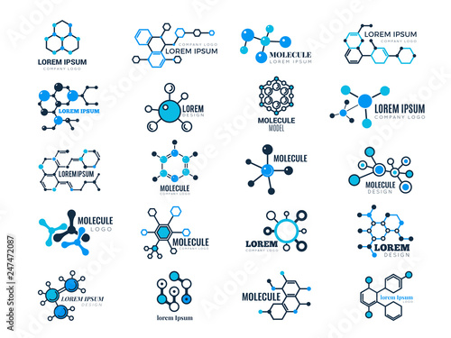 Molecular logotypes. Evolution concept formula chemistry genetic technology medical information node cell vector illustrations. Dna molecular, chemistry formula atom photo