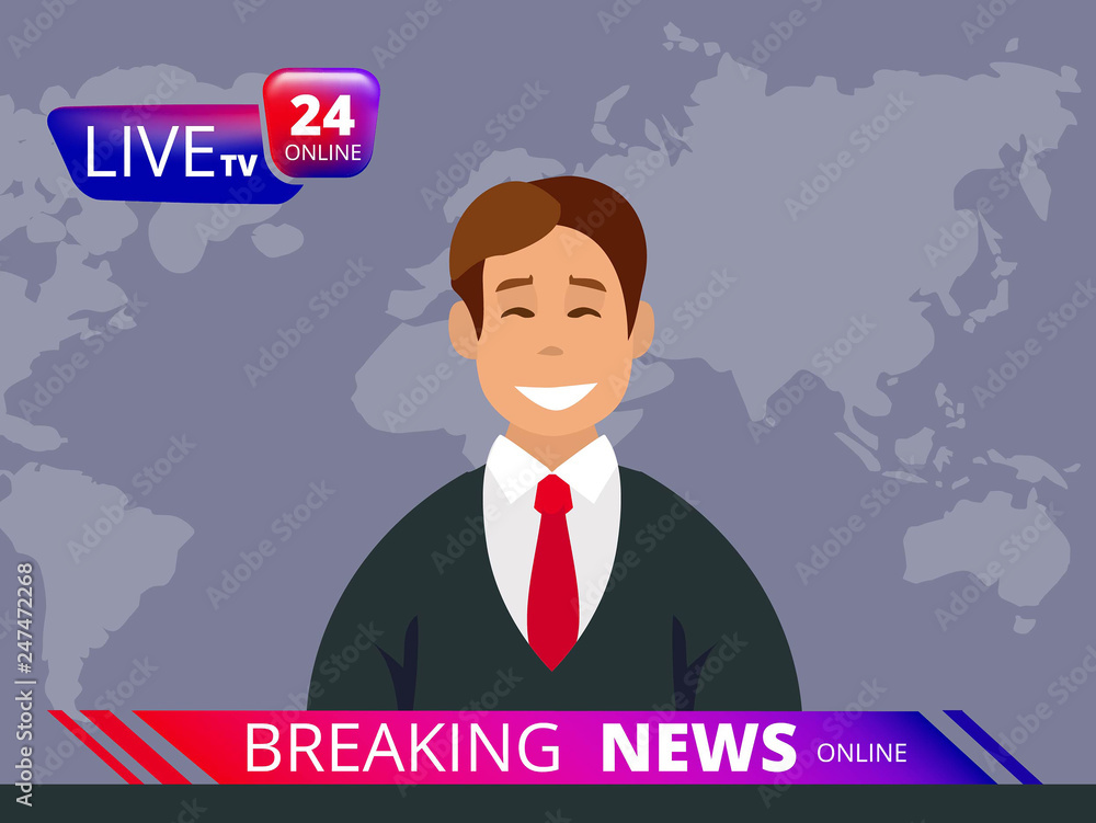 Television news. Breaking reporter tv and broadcast headline news