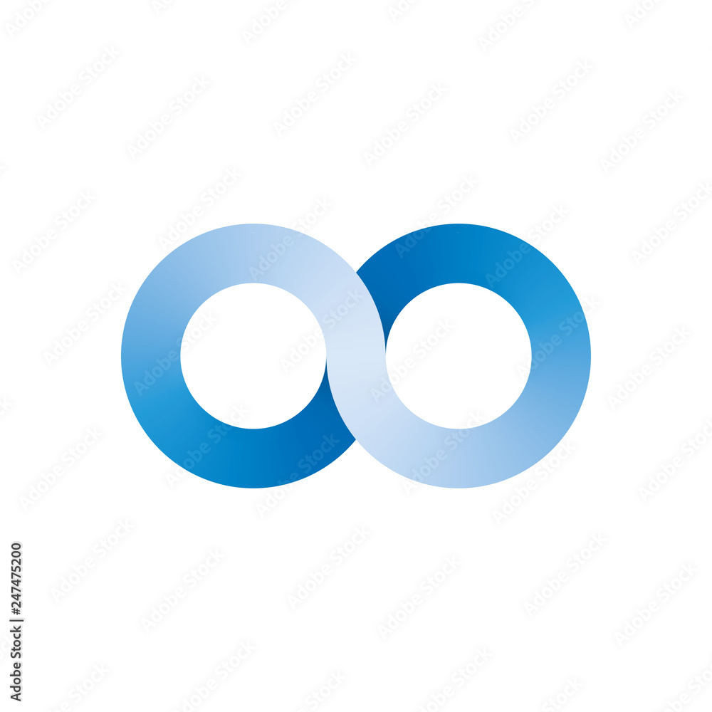 Infinity symbol icon. Representing the concept of infinite, limitless and endless things. Simple blue vector design element on white background Infinity symbol icon. Representing the concept of infinite, limitless and endless things. Simple blue vector design element on white background