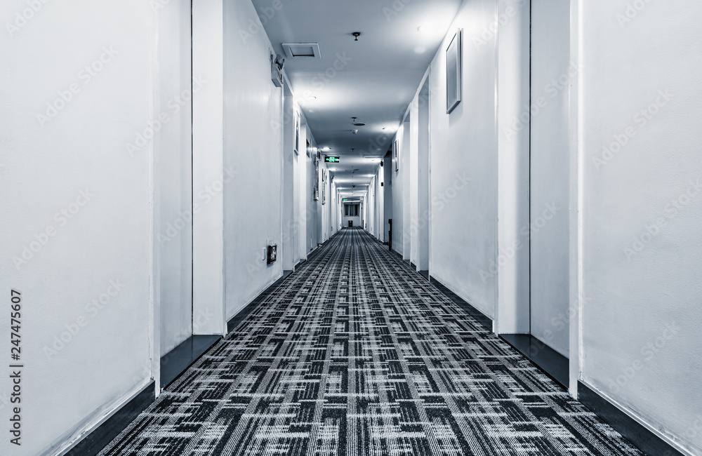 Obraz premium Narrow corridor in the luxury prestige hotel.