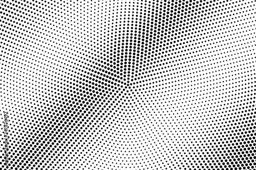 Black and white halftone vector. Diagonal dotted gradient. Round dotwork surface. Vintage overlay