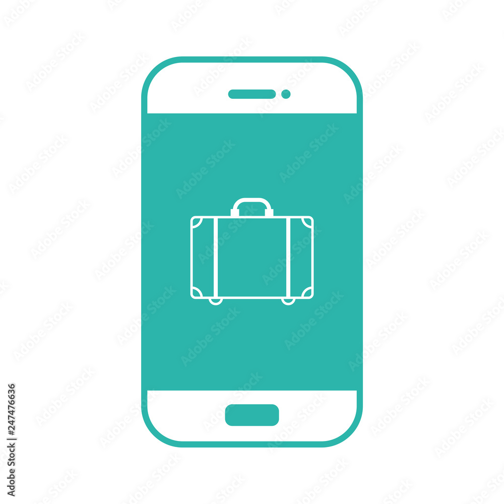 Koffer auf Smartphone Display - mint grün Koffer auf Smartphone Display - mint grün