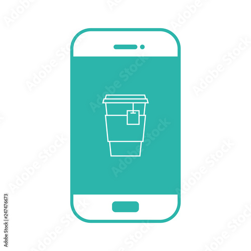 Teacup auf Smartphone Display - mint grün 