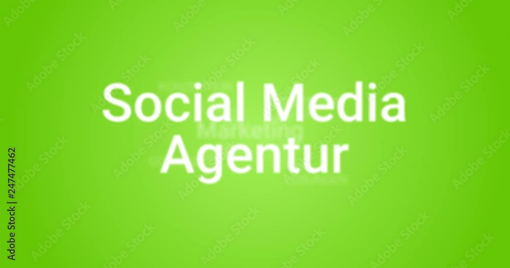 Animation welche die Service-Leistungen einer Social Media Agentur zeigt (z.B. Marketing, Werbung, Analyse, SEO). Grüner Hintergrund, weißer Text Animation welche die Service-Leistungen einer Social Media Agentur zeigt (z.B. Marketing, Werbung, Analyse, SEO). Grüner Hintergrund, weißer Text