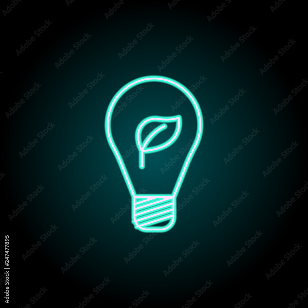 Eco-friendly light bulb outline icon. Elements of Ecology in neon style icons. Simple icon for websites, web design, mobile app, info graphics Eco-friendly light bulb outline icon. Elements of Ecology in neon style icons. Simple icon for websites, web design, mobile app, info graphics