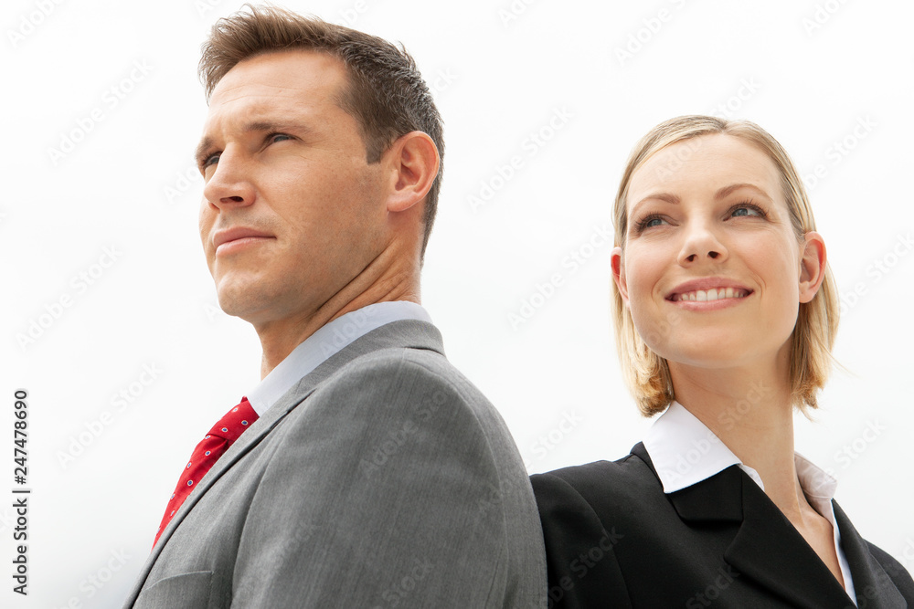 Couple of corporate business colleagues - close up portrait Couple of corporate business colleagues - close up portrait