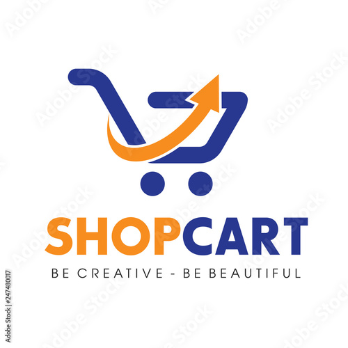 Shopping cart logo and shopping bags logo vector